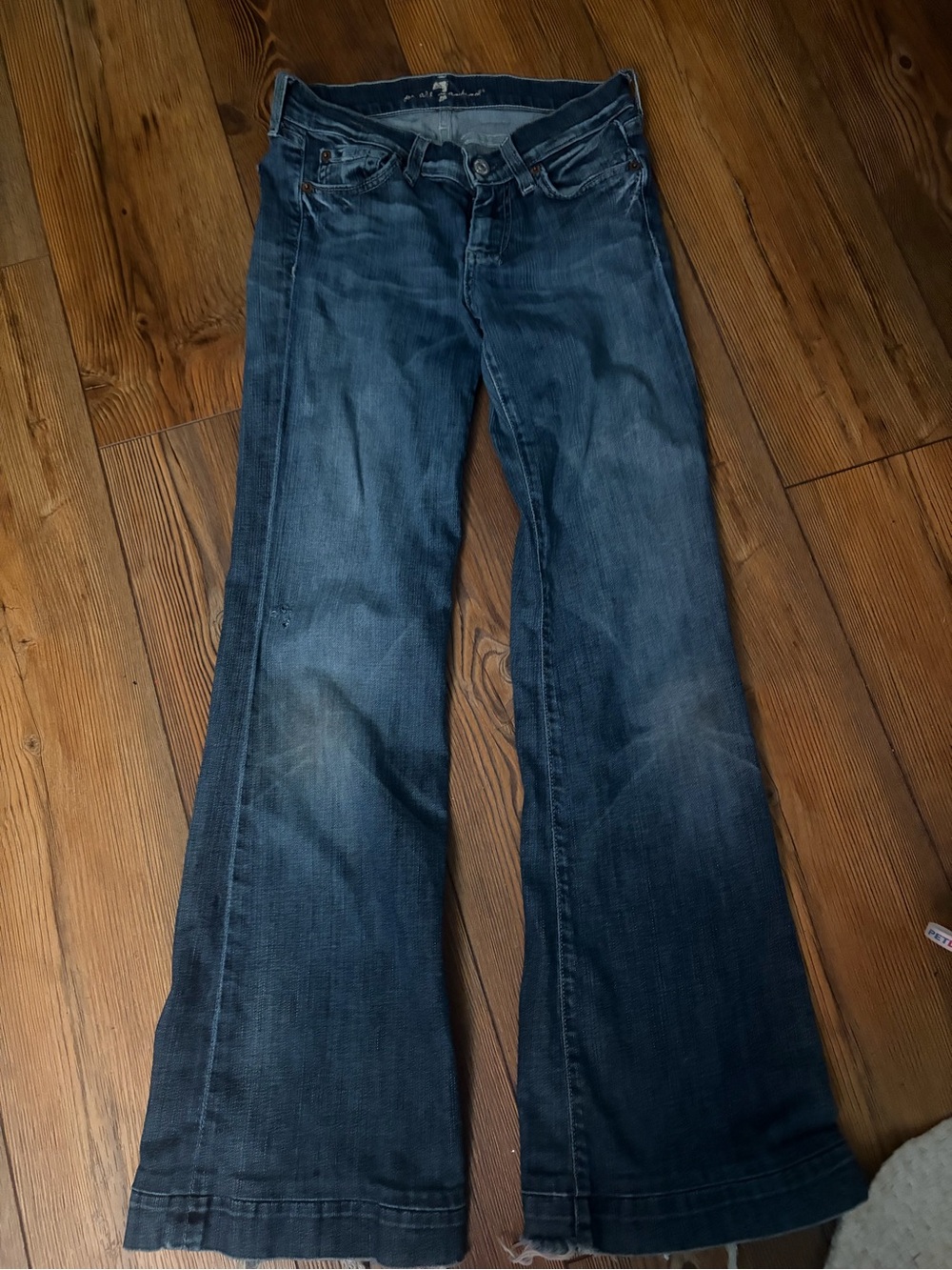 7 For All Mankind Women's Dark Blue Wide Leg Jeans